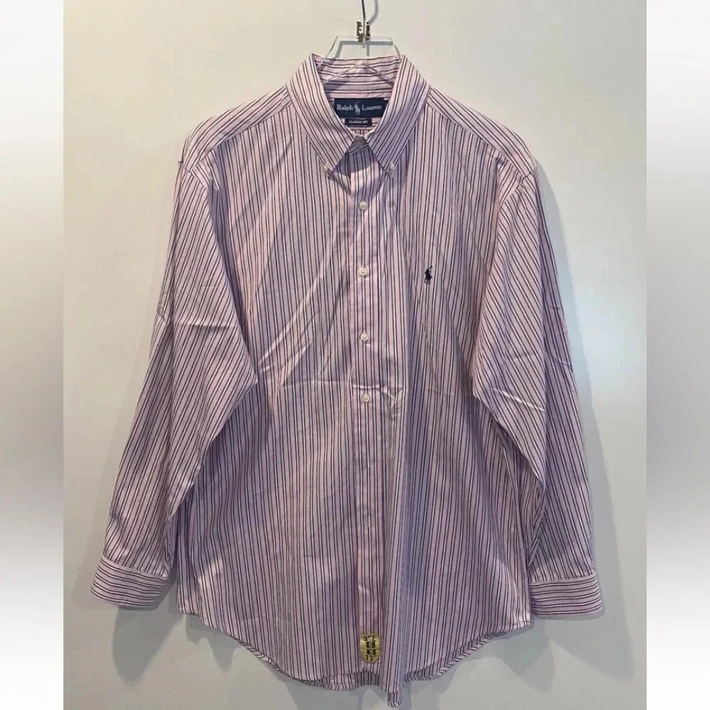 Polo Ralph Lauren Striped Button Up Dress Shirt Pony Mens 16.5‎ Large